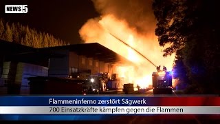 23082015 HO Flammeninferno zerstört großes Sägewerk [upl. by Liagaba724]