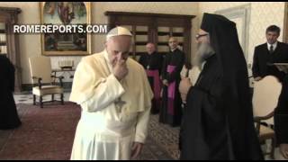 Pope Francis meets with Patriarch John X of Antioch brother of kidnapped bishop [upl. by Bart]