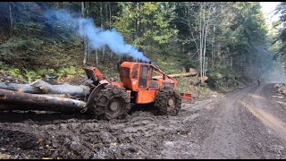 225E Timberjack Hauling heavy Logs [upl. by Keare252]