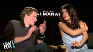 ‘Project Almanac’s’ Jonny Weston amp Sofia BlackD’Elia Talk Biggest Regrets amp Time Travel [upl. by Nosydam]