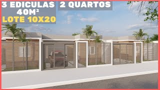 Edicula 2 quartos  40m²  lote 10x20  kitnet [upl. by Omoj]