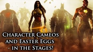 Injustice Gods Among Us  Character Cameos Easter Eggs and DC Mythos  Stages [upl. by Giffard578]