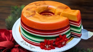 ¡¡GELAFLAN NAVIDEÑO 🎄Gelatina  Flan 🎄 2 Recetas en 1 Solo Postre ¡¡Sin horno Paso a Paso [upl. by Nylatsyrk142]