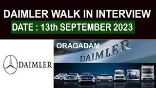 Daimler Company Job vacancy in Oragadam [upl. by Warp]