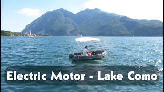 Whaly 310 with electric motor 1000 Watt  2 HP cruising on Lake Como [upl. by Esydnac]