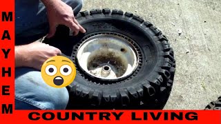 How to make flat proof ATV tires part 1 MayhemCountryLiving FoamFilledTires [upl. by Gish]