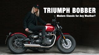 2022 Triumph Bonneville Bobber  All British Weather Review [upl. by Philcox543]