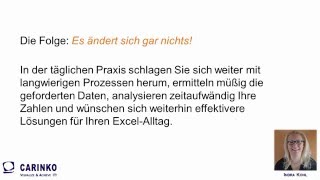 Excel Seminar LIVE mit Indra Kohl Tabelle erstellen sortieren und filtern  carinkocom [upl. by Nerb]