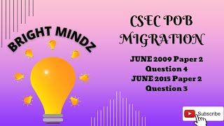 CSEC POB Paper 2 JUNE 2009 4 and JUNE 2015 3 Migration question [upl. by Leirum]