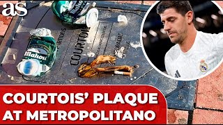 ATLETICO MADRID Fans VANDALIZE COURTOIS PLAQUE at METROPOLITANO Before MADRID DERBY [upl. by Spearing493]