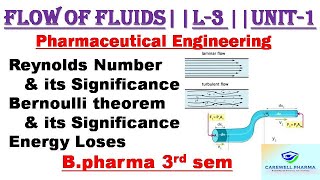 Reynolds Numbers  Bernoulli theorem  Energy Loses  L3 U1  P engineering  Bpharma 3rd sem [upl. by Inal]