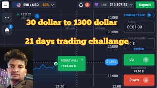 21 days trading challange ll 30dollars to 1300 dollars day 1 price action [upl. by Kristian497]