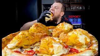 МЕГА ПИЦЦА С КУРИННЫМИ НОЖКАМИ ASMR MUKBANG АСМР МУКБАНГ 먹방 大食い たべる 谢尔盖 [upl. by Fabrianna222]