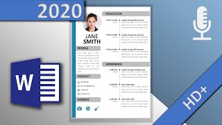 Resume template in Word 📄  professional CV 🎙VOICE OVER HD 2020  with downloadlink⬇ [upl. by Rafaelita]