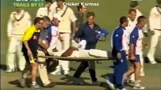 Cricket  Brett Lee Smashes Alex Tudors Skull [upl. by Guthry]