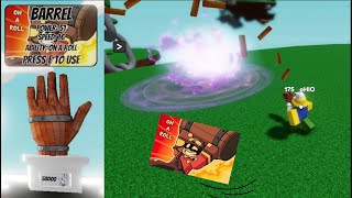 Demostrando el guante Barrel de Slap Battles Roblox [upl. by Etteuqram]