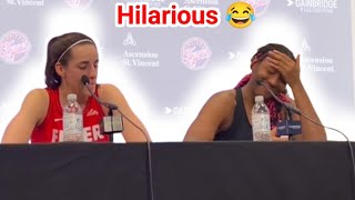 Caitlin Clark And Aliyah Boston Make Hilarious Playoff Prediction In PostGame Interview 😂 [upl. by Atiana974]