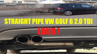 Straight pipe VW Golf 6 20 TDI  loud revs amp accelerations [upl. by Papke]