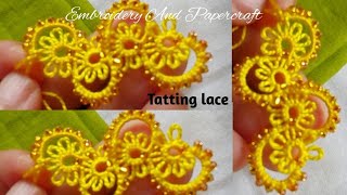 Tatting lace design tutorial for beginnersThe art of lace makingBeautiful floral lace making 421 [upl. by Nomyaw]