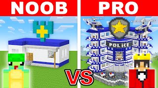 NOOB vs PRO POLICE STATION House Build Challenge in Minecraft [upl. by Atisusej856]