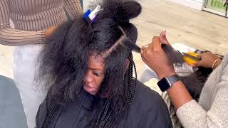 Knotless Box Braids on very full hair [upl. by Elimac]