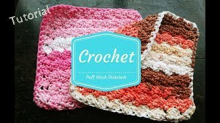 Tutorial  Puff Stitch Dishcloth [upl. by Darby]