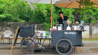 Cafe Vlog Mini Coffee Shop Street Bar Barista Mobile Kopi Espresso Machines Carts Relax Mood Anxiety [upl. by Norvil]