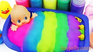 Color Foam Baby Doll Bubble Bath Time Suprise Egg Kinder Joy Toys Learn Colors Baby Finger Song Kids [upl. by Illehs]