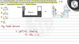 Two communicating vessels contain mercury The diameter of one vessel in \V\ times than the di [upl. by Doll]