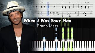 Bruno Mars  When I Was Your Man  ACCURATE Piano Tutorial  SHEETS [upl. by Llehcram289]