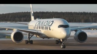 Finnair A350900 XWB OHLWA Landing amp Takeoff at Rovaniemi Airport [upl. by Ahsil]