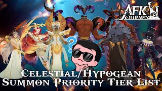 Celestial amp Hypogean Summon Priority Tier List AFK Journey [upl. by Dennie]