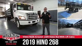 2019 HINO 268 26ft Stake Bed With Lift Gate  Flatbed Hino Truck Walk Around [upl. by Piotr]