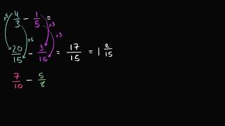 Subtrahera bråk med olika nämnare [upl. by Lila475]
