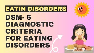 DSM 5 Diagnostic Criteria For Eating Disorders Anorexia Nervosa Bulimia Nervosa [upl. by Ahsiruam845]