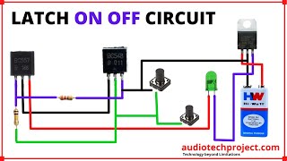 Latch circuits using BC547BC548BC557 transistor Latch On Off Circuit Simple Latch Circuit [upl. by Sirap]