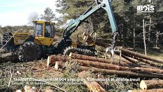 Un skidder HSM 904 de 10000 heures en bel état débusque avec treuil grue et klemmbank [upl. by Auqenaj]