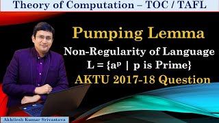 Pumping Lemma  Check of Non Regular Language  Example 3 AKTU 201718 [upl. by Brianna598]