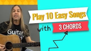 Play 10 Easy Songs with Only 3 Guitar Chords  Beginner Guitar Lessons  Steve Stine [upl. by Anahsohs]