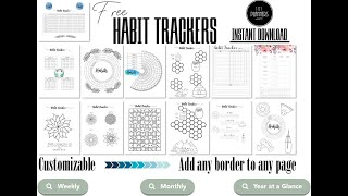 Planner Habit Tracking FREE Editable Customizable Trackers [upl. by Airotciv]