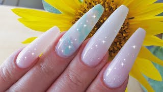 Acrylnagels  Naturel look  Nail tutorial  Glitter marble effect [upl. by Ynohtna]