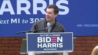 Pete amp Chasten Buttigieg and Hillary Scholten hold voter canvass launch in Grand Rapids 101920 [upl. by Sampson530]