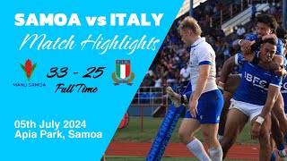 SUMMER NATION SERIES 2024 Manu Samoa vs Italy Highlights [upl. by Alra235]