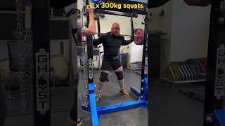 Hafthor Bjornsson 300kg x 8 REP Squats going for VOLUME😱 [upl. by Melone]