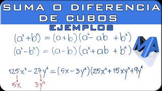 Suma o diferencia de cubos ejemplos de factorización [upl. by Eillil703]