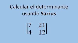 Determinantes  Ejercicio 02  Matriz 2x2 usando la regla de Sarrus [upl. by Meuser]