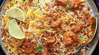 How to make Prawns Dum Biryani at home in Telugu  Easy Dum Biryani recipe Chef Esanur [upl. by Lodmilla]