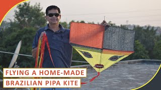 Flying A HomeMade Brazilian Pipa Kite 🇧🇷 [upl. by Derr509]