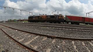 12627 Karnataka Express with VIKRAM Livery WAP7 departing Ahmednagar Station  Many Honks [upl. by Ecnahoy]