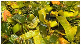 How to Cook Sri Lankan Leeks Fry Vegetarian  Family Recipe No Talking Cooking Sounds [upl. by Enelec]